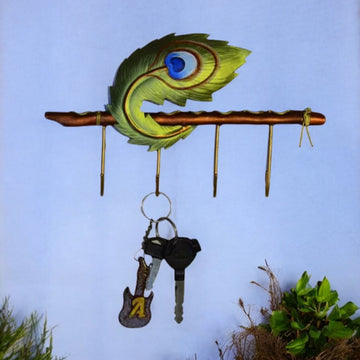 Metal Wall Art Mutlicolour Pankh Wall Key Hanger