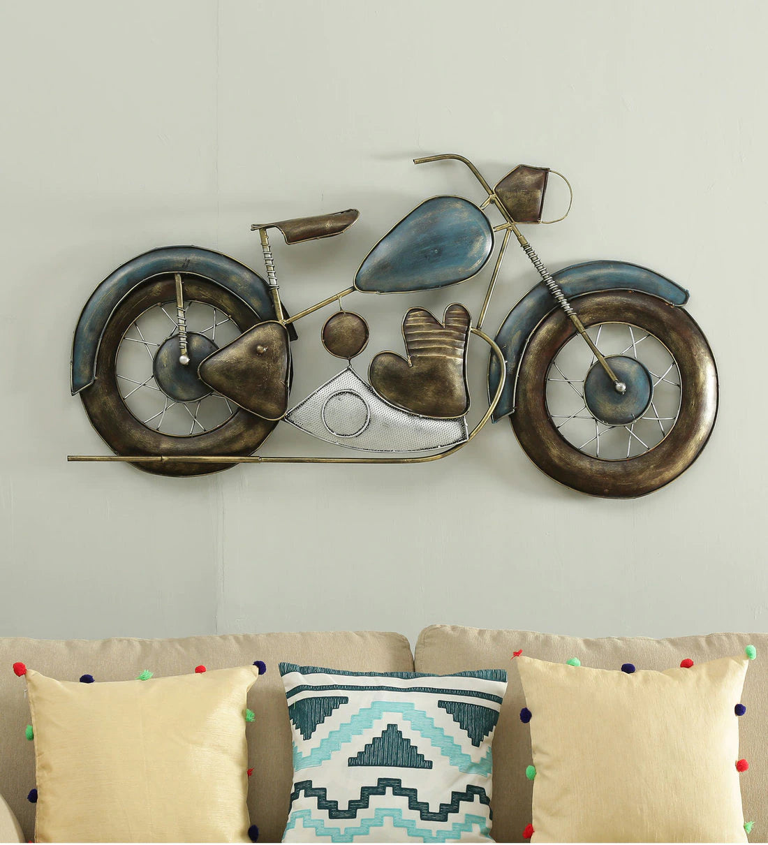 Multicolour W-David Bike Iron Wall Hanging