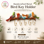 Multicolour Metal Handpainted Bird Key Holder