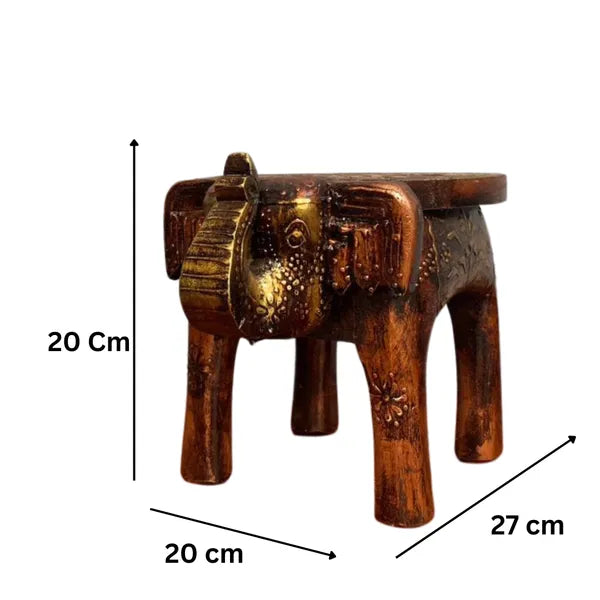 Wooden Elephant Stool With Brown Color size guide