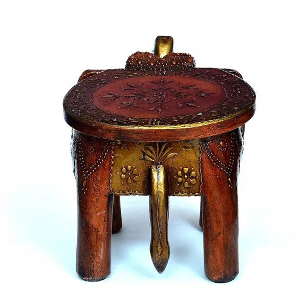Wooden Elephant Stool With Brown Color