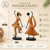 (Pack Of 2)  Orange Iron Musician Playing Garba Dandiya Showpiece thumbnail