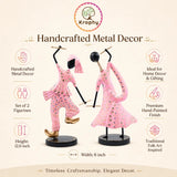 (Pack Of 2)  Pink Iron Musician Playing Garba Dandiya Showpiece thumbnail