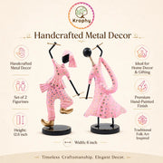 (Pack Of 2)  Pink Iron Musician Playing Garba Dandiya Showpiece