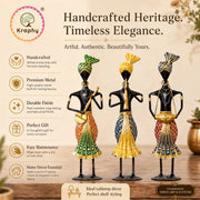 (Pack Of 3) Kraphy Wrought Iron Decorative Musician Showpiece