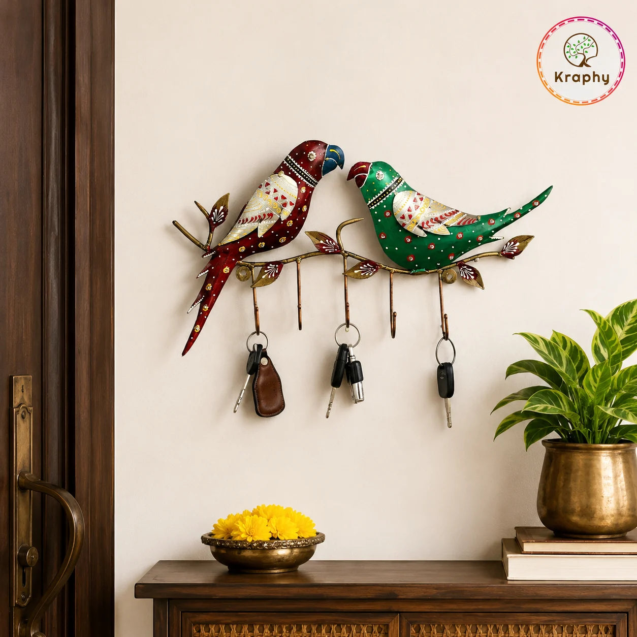 Parrot Multicolour Iron Key Holder