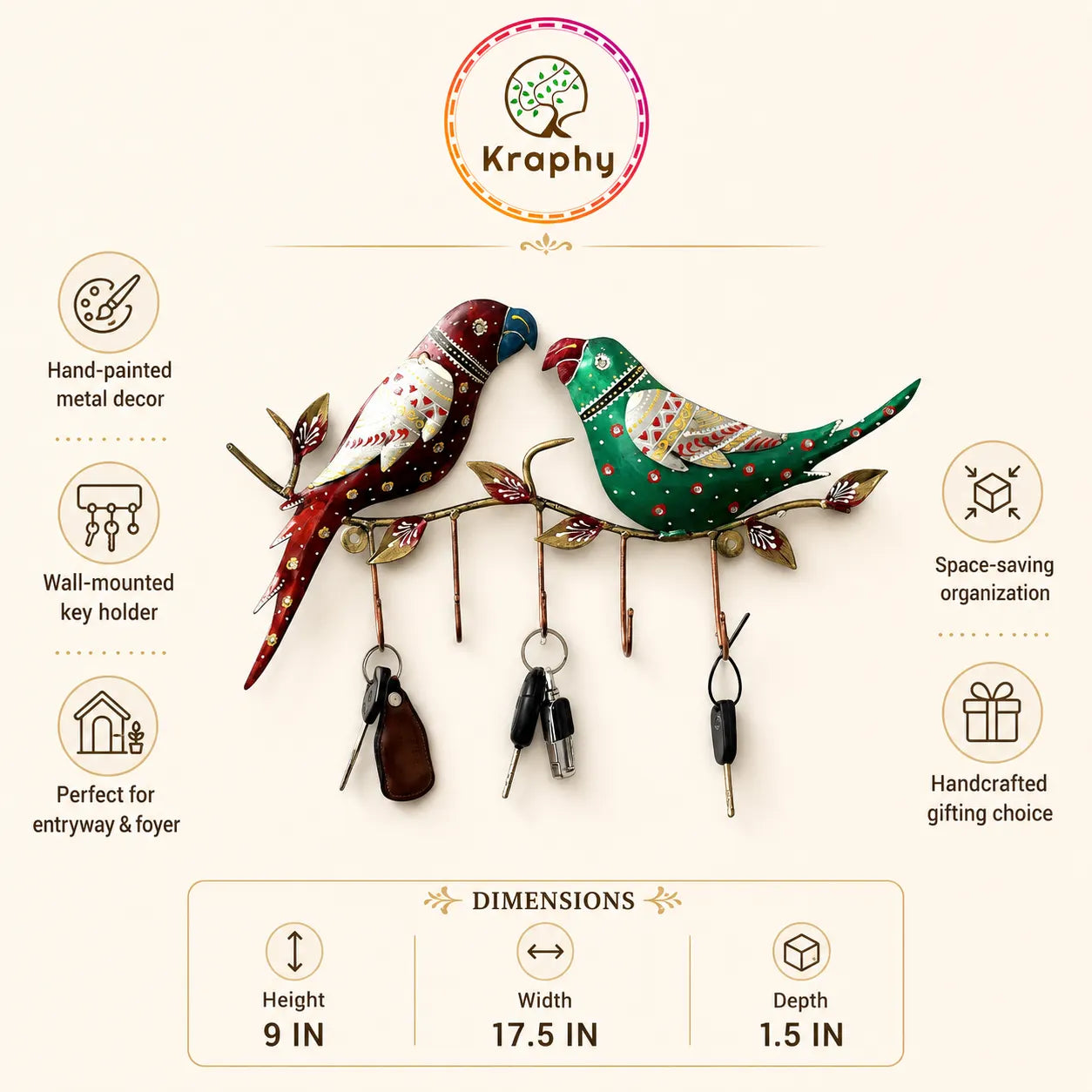 Parrot Multicolour Iron Key Holder