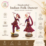 Rajasthani Dancing Couple Metal Showpiece Set – 12 inch thumbnail