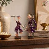 Rajasthani Musician Couple Metal Showpiece – 6 Inch thumbnail