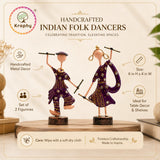 Rajasthani Musician Couple Metal Showpiece – 6 Inch thumbnail