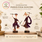 Rajasthani Musician Couple Metal Showpiece – 6 Inch