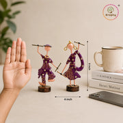 Rajasthani Musician Couple Metal Showpiece – 6 Inch
