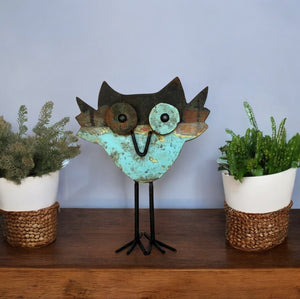 Recycled Scrap Wood And Iron Owl