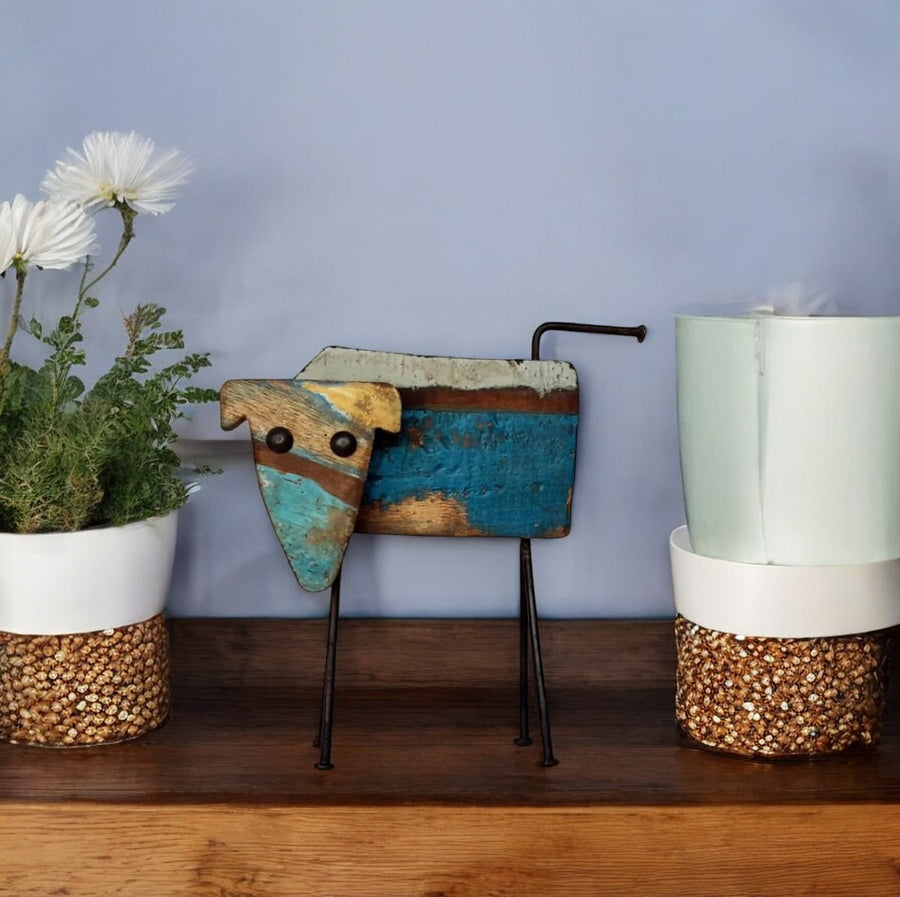 Recycled Wooden & Iron Dog