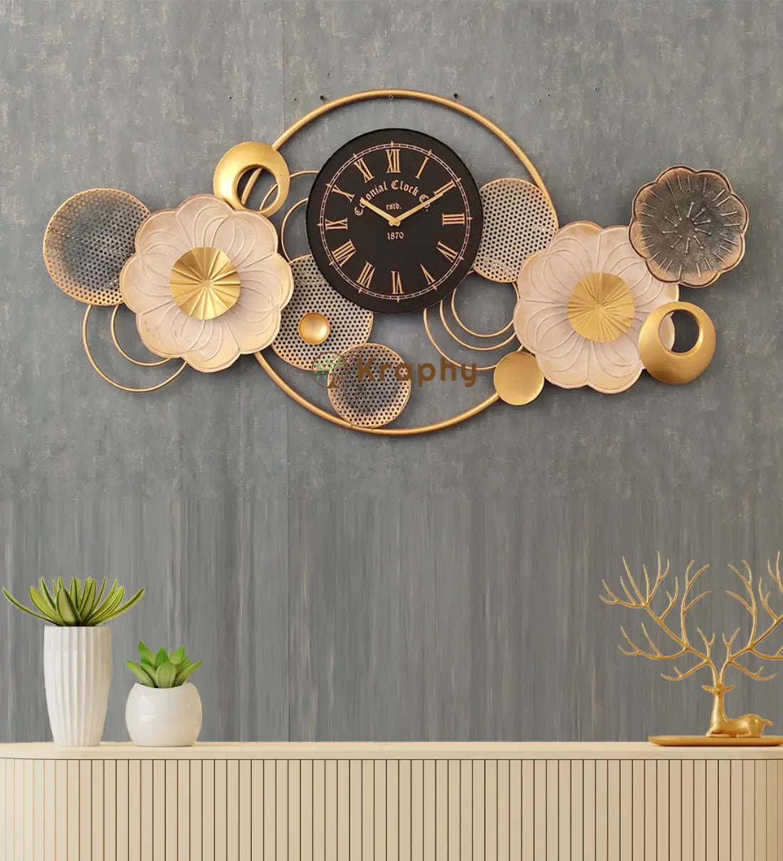 Ring Wall Clock Metal Wall Art Panel