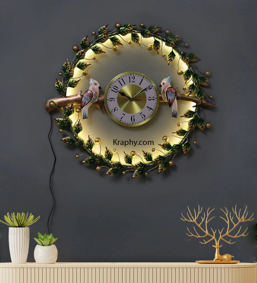 Two Bird Multicolor Metal Wall Clock