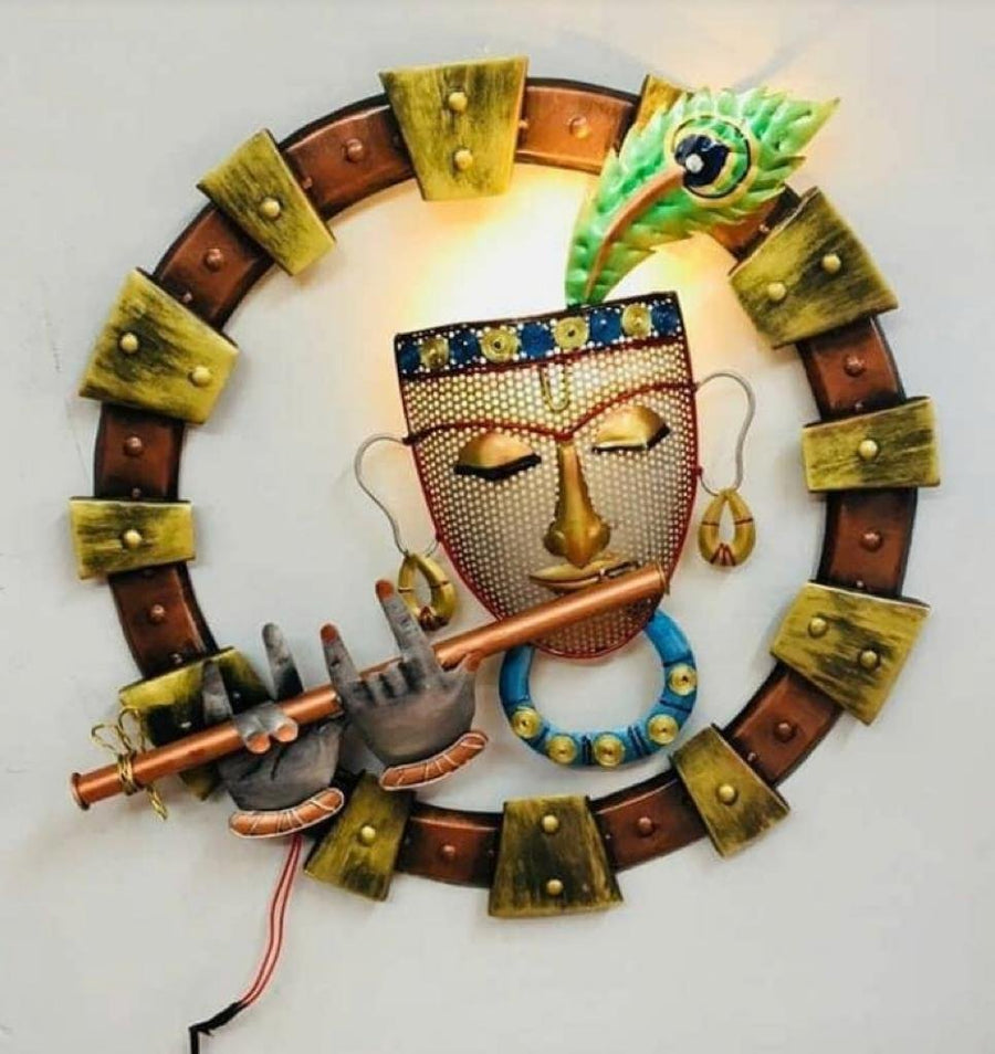 Metal Art Wall Hanging Krishna Playing Flute