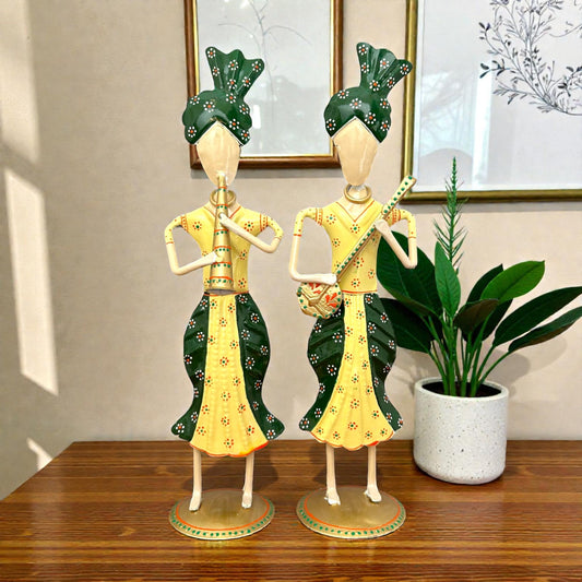 Metal Tribal Musician Couple Showpiece for Home Decor (Pack of 3)