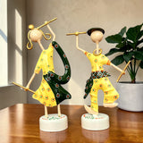 Metal Dandiya Dancing Couple Showpiece Set Of 2 6 Inch