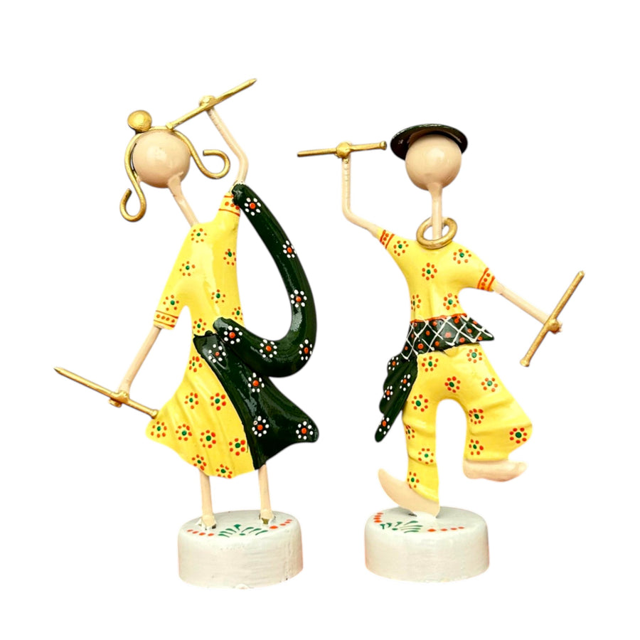 Metal Dandiya Dancing Couple Showpiece Set Of 2 6 Inch