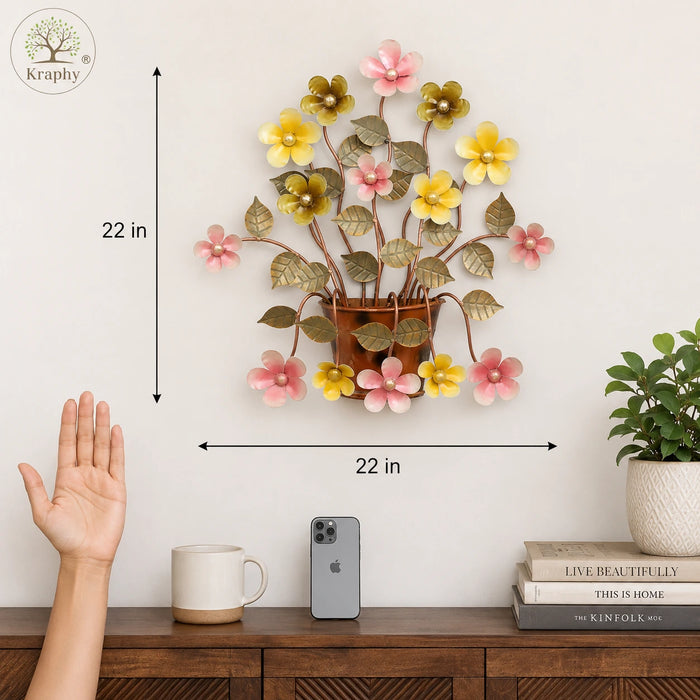 White Iron Buck Flower Wall Art size guide