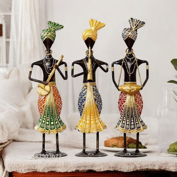 (Pack Of 3) Kraphy Wrought Iron Decorative Musician Showpiece