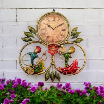 Kraphy Metal Wrought Iron Musician Wall Hanging With Clock