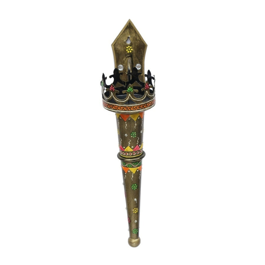 Multicolor Iron Mashaal Showpiece Wall Candle Holder