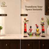 Kraphy Combo Metal Iron Tribal Lady & Tea Light Musician Showpieces Combo thumbnail
