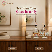 Metal Musician Showpiece Set of Two White Finish