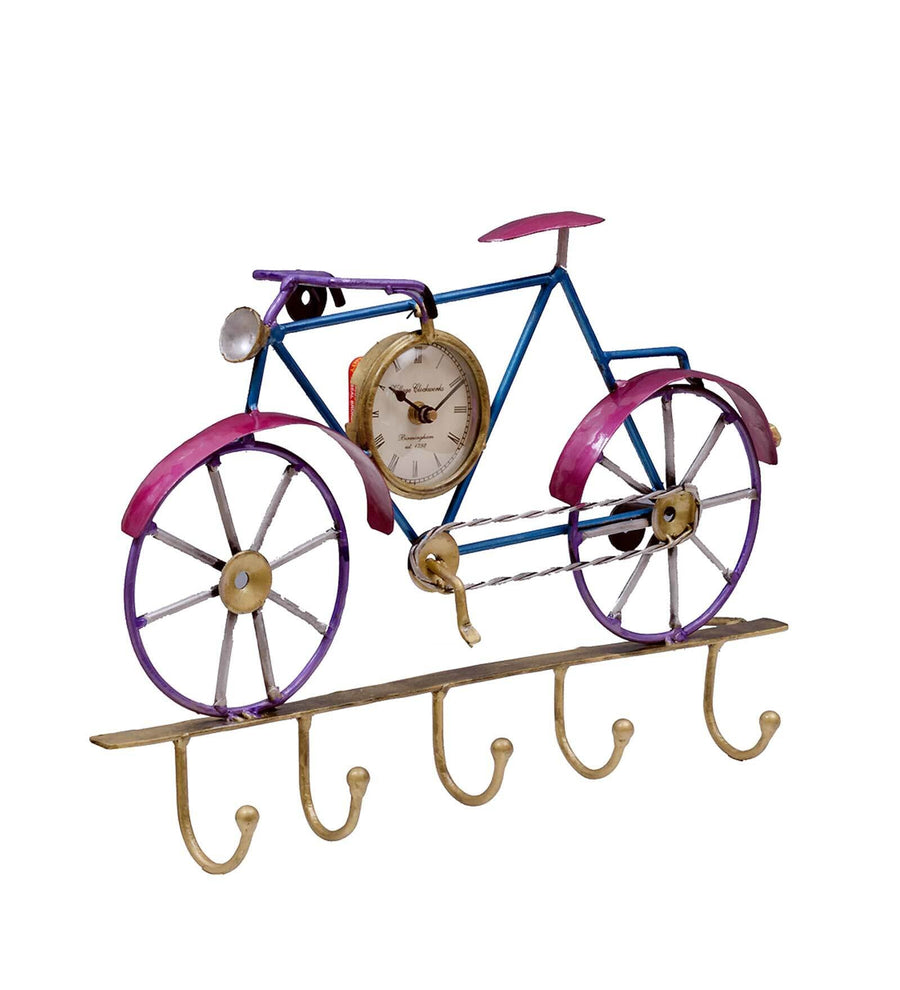 Blue Iron Cycle With Clock Key Holder