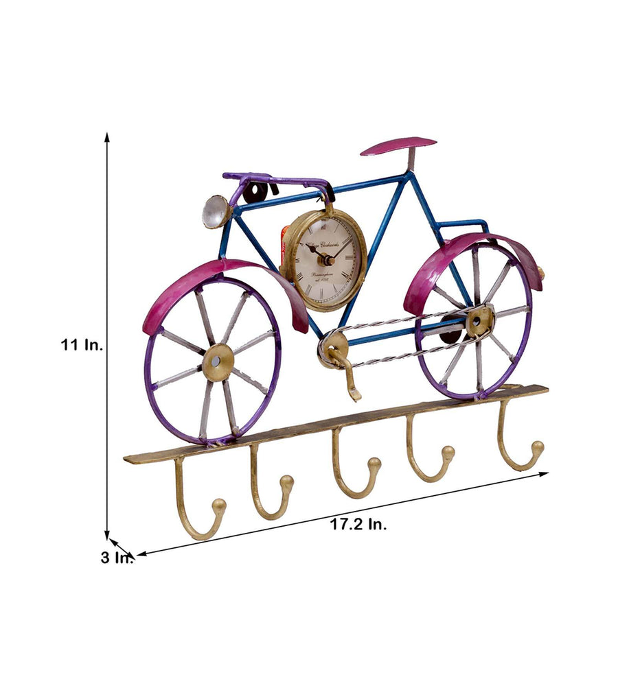 Blue Iron Cycle With Clock Key Holder