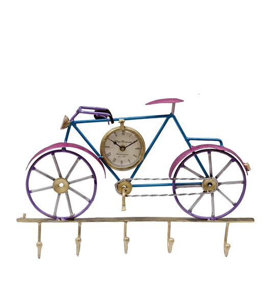 Blue Iron Cycle With Clock Key Holder