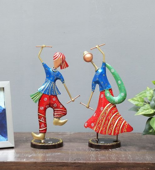 Blue Wrought Iron Human Figurine Set Of 2