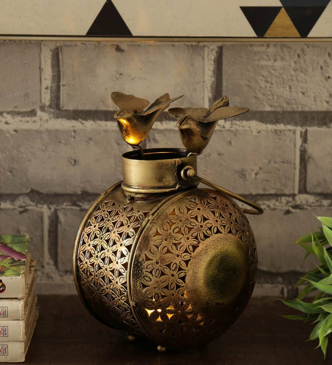 Brown Brass Finish Table Tea Light Holder