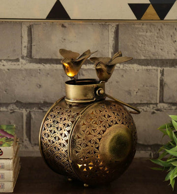 Brown Brass Finish Table Tea Light Holder