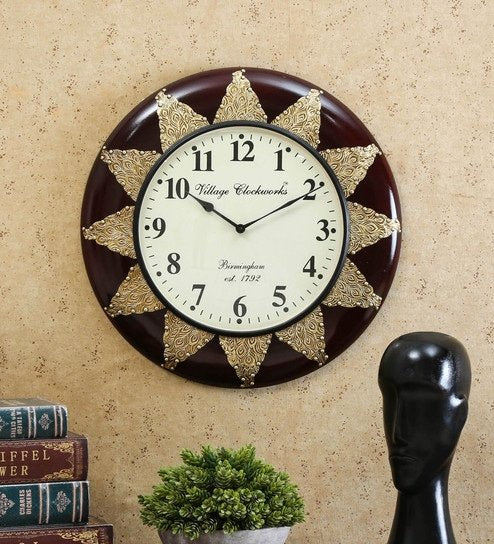 Beautyfull Brown Brass Round Analog Wall Clocks