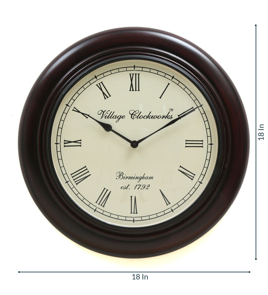 Brown Brass Round Analog Antique Wall Clock