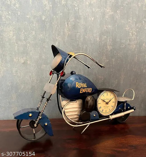 Kraphy Blue Iron Metal Speed Bike Shaped Wall Clock Home Office Bedroom and Hotel Decorative
