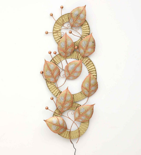 Circular Leafy Multicolor Metal Led Wall Art