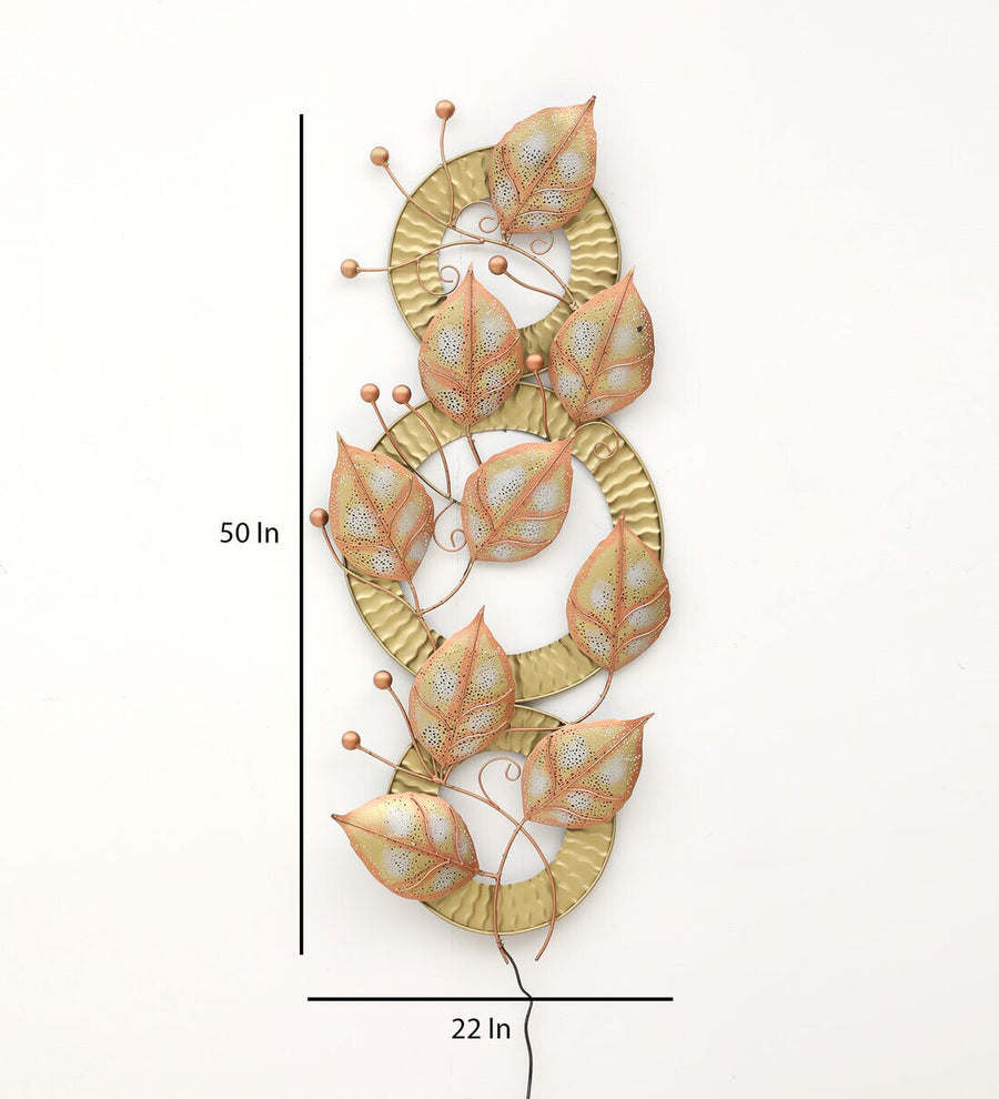 Circular Leafy Multicolor Metal Led Wall Art
