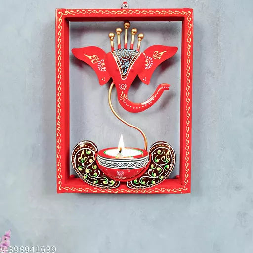 MEtal Ganesha Wall Hanging T- Light Holder