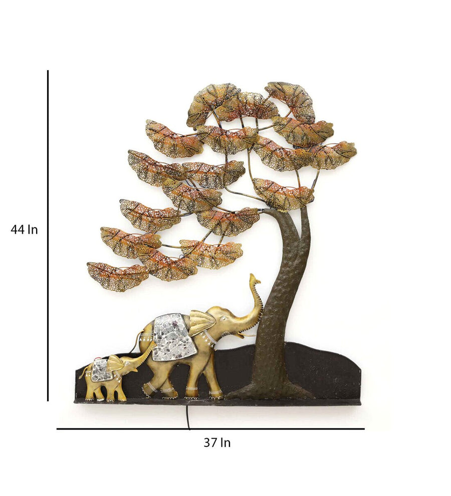 Elephant Multicolor Metal Led Wall Art