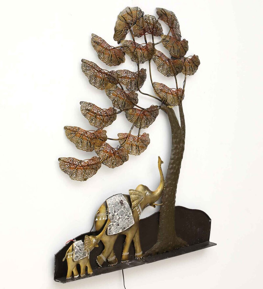 Elephant Multicolor Metal Led Wall Art