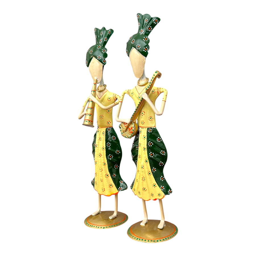 Metal Tribal Musician Couple Showpiece for Home Decor (Pack of 3)