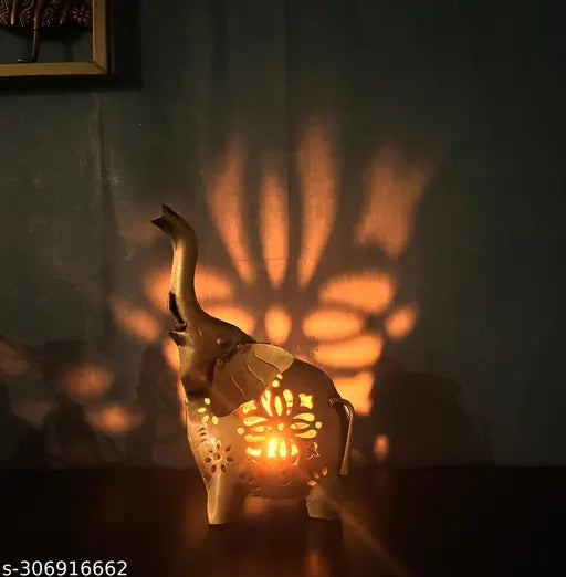 Kraphy Metal Tea Light Candle Holder for Home Décor Elephant Design image