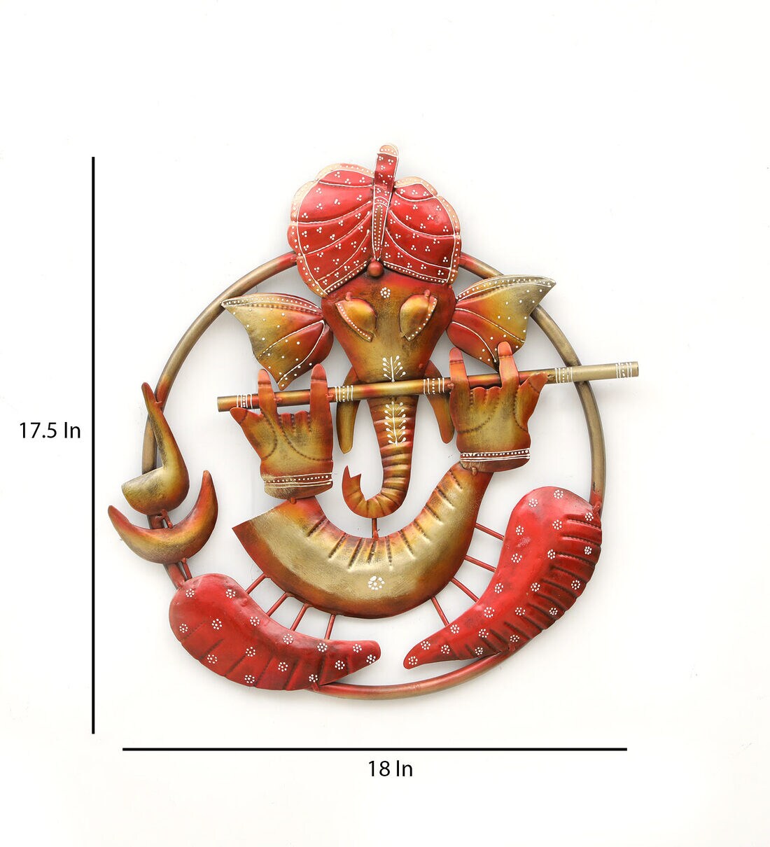 Ganesha Bansuri Multicolor Metal Wall Art image