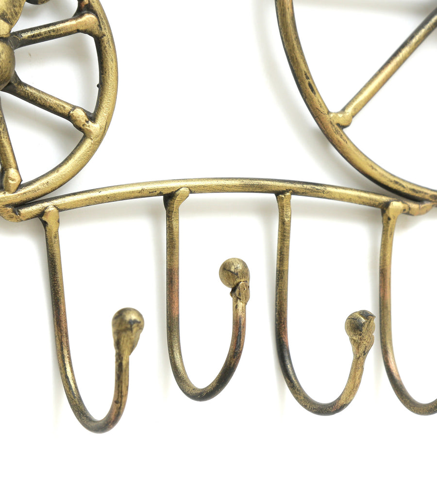 Kraphy Antique Metal Cycle Key Holder with 4 Hooks