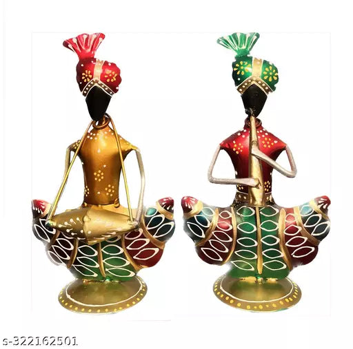 (Pack Of 2) Metal Multicolour Musician Table Décor Showpiece