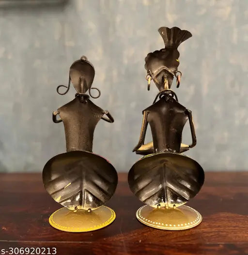 Metal T-light Musician coupel Set Of 2
